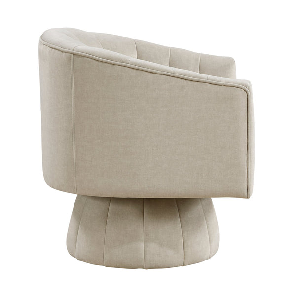 English Elm Taupe Velvet Swivel Chair with Channel-Stitched Barrel Back, High-Density Foam, 300lb Sturdy Frame B011P329262