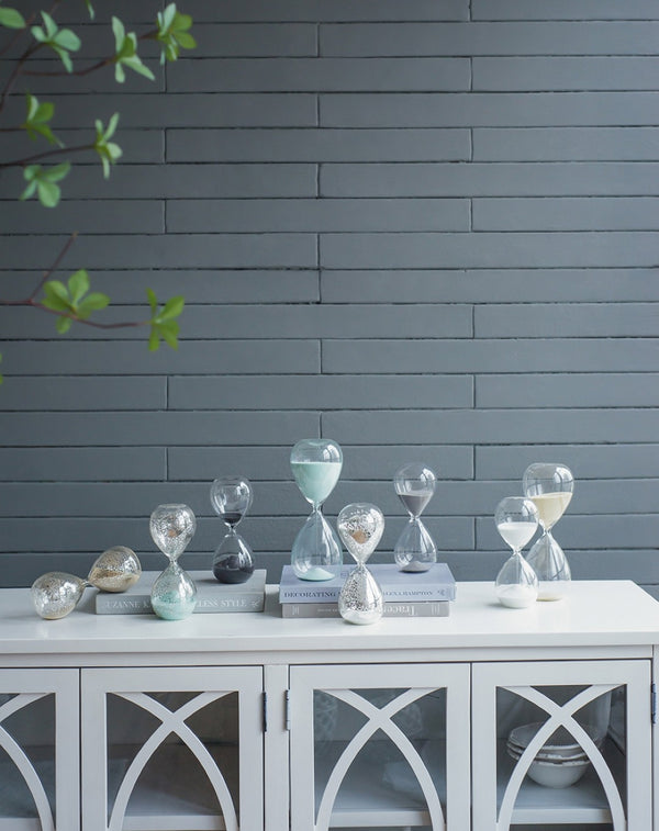 English Elm Set Of 2 Peleus Antique Silvered Hourglass - 30-Minute Timer With Elegant Bisque Sand For Decor W2078P278368-GIGA