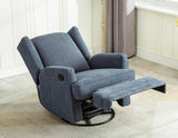 Comfort Pointe Serelda Blue Wingback Swivel Glider Recliner Indigo