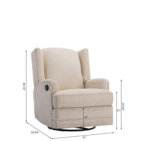 Comfort Pointe Serelda Beige Wingback Swivel Glider Recliner Beige