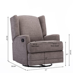 Comfort Pointe Serelda Smoke Wingback Swivel Glider Recliner Smoke