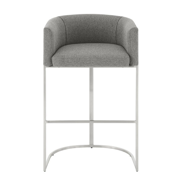 EuroStyle Marrisa Upholstered Barstool Recycled Fabric Square Frame Stainless Steel Footrest 81200GRY