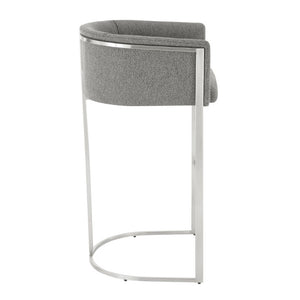 EuroStyle Marrisa Upholstered Barstool Recycled Fabric Square Frame Stainless Steel Footrest 81200GRY