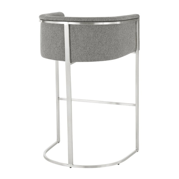 EuroStyle Marrisa Upholstered Barstool Recycled Fabric Square Frame Stainless Steel Footrest 81200GRY