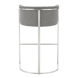 EuroStyle Marrisa Upholstered Barstool Recycled Fabric Square Frame Stainless Steel Footrest 81200GRY