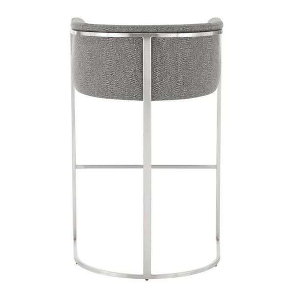EuroStyle Marrisa Upholstered Barstool Recycled Fabric Square Frame Stainless Steel Footrest 81200GRY