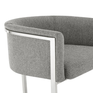 EuroStyle Marrisa Upholstered Barstool Recycled Fabric Square Frame Stainless Steel Footrest 81200GRY