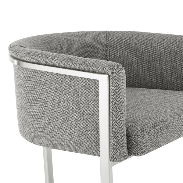 EuroStyle Marrisa Upholstered Barstool Recycled Fabric Square Frame Stainless Steel Footrest 81200GRY