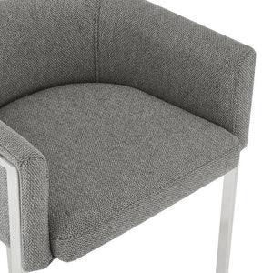 EuroStyle Marrisa Upholstered Barstool Recycled Fabric Square Frame Stainless Steel Footrest 81200GRY