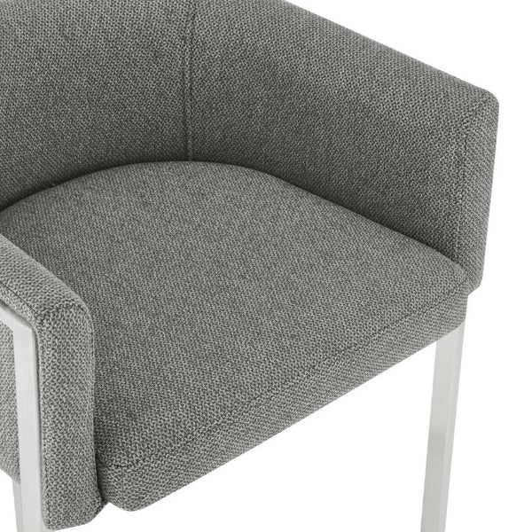 EuroStyle Marrisa Upholstered Barstool Recycled Fabric Square Frame Stainless Steel Footrest 81200GRY