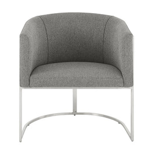 EuroStyle Marrisa Contemporary Lounge Chair Upholstered Gray Fabric Brushed Steel Base 81202GRY