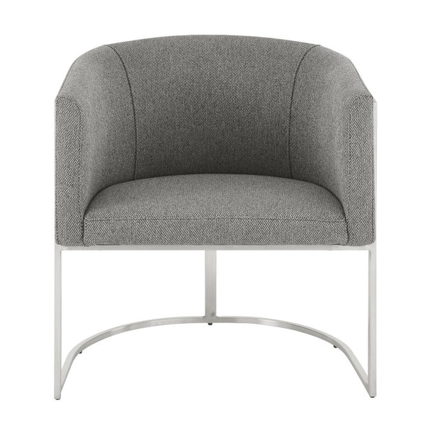 EuroStyle Marrisa Contemporary Lounge Chair Upholstered Gray Fabric Brushed Steel Base 81202GRY
