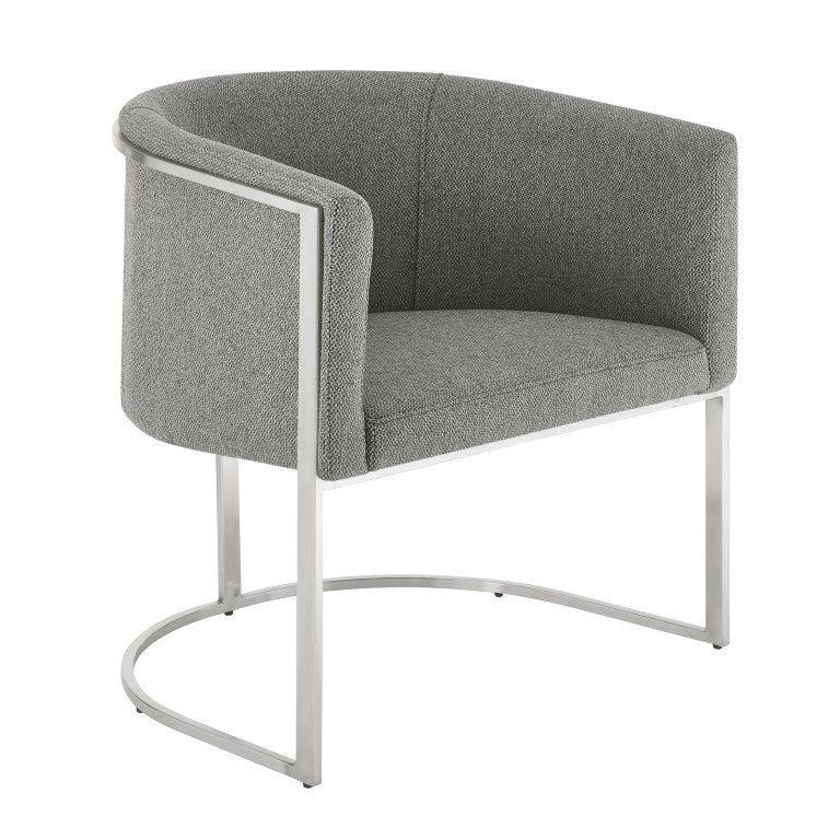 EuroStyle Marrisa Contemporary Lounge Chair Upholstered Gray Fabric Brushed Steel Base 81202GRY