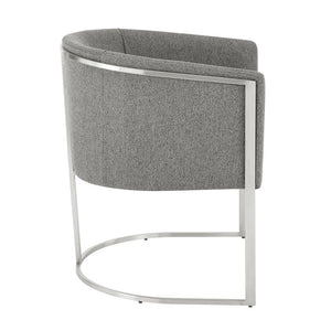 EuroStyle Marrisa Contemporary Lounge Chair Upholstered Gray Fabric Brushed Steel Base 81202GRY