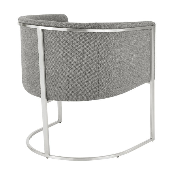 EuroStyle Marrisa Contemporary Lounge Chair Upholstered Gray Fabric Brushed Steel Base 81202GRY