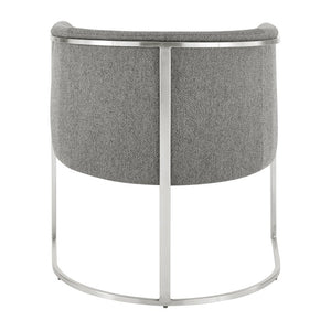 EuroStyle Marrisa Contemporary Lounge Chair Upholstered Gray Fabric Brushed Steel Base 81202GRY