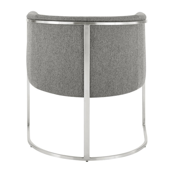 EuroStyle Marrisa Contemporary Lounge Chair Upholstered Gray Fabric Brushed Steel Base 81202GRY