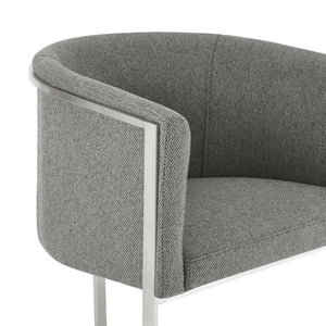 EuroStyle Marrisa Contemporary Lounge Chair Upholstered Gray Fabric Brushed Steel Base 81202GRY
