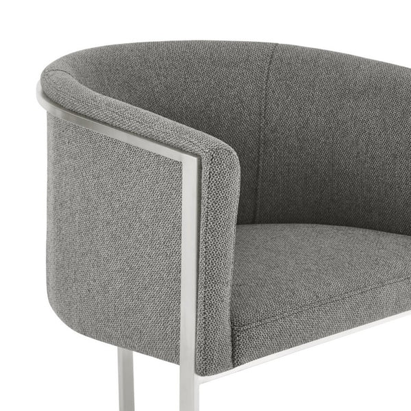 EuroStyle Marrisa Contemporary Lounge Chair Upholstered Gray Fabric Brushed Steel Base 81202GRY