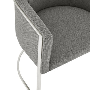 EuroStyle Marrisa Contemporary Lounge Chair Upholstered Gray Fabric Brushed Steel Base 81202GRY