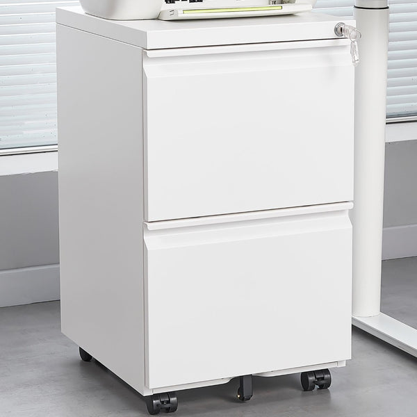 English Elm [requires Assembly] Locking Steel File Cabinet Two Drawers Mobile Wheels Home Office Storage T3625P453425