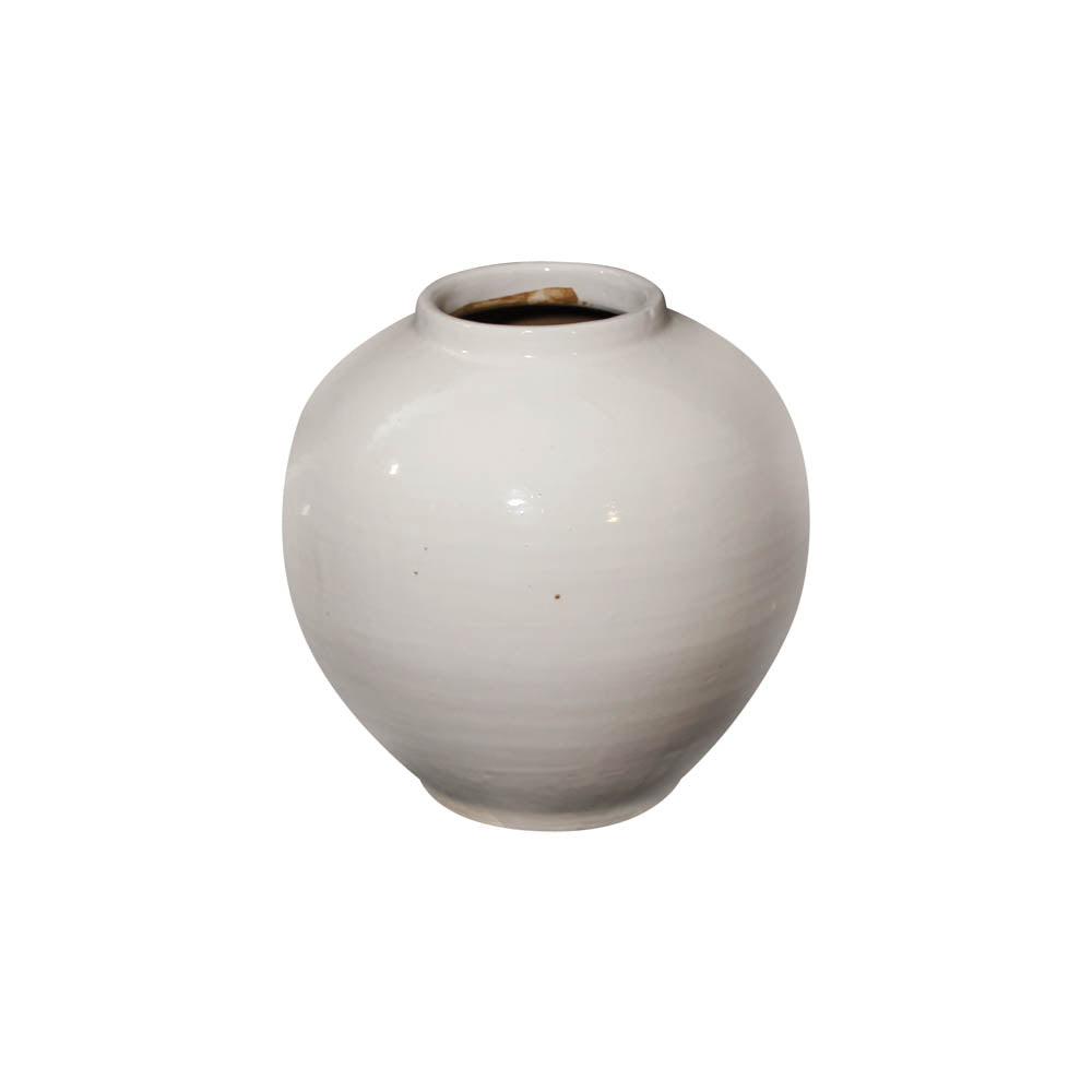 Lilys Creamy  White Ceramic Apple Shaped Pot Small 8121-S