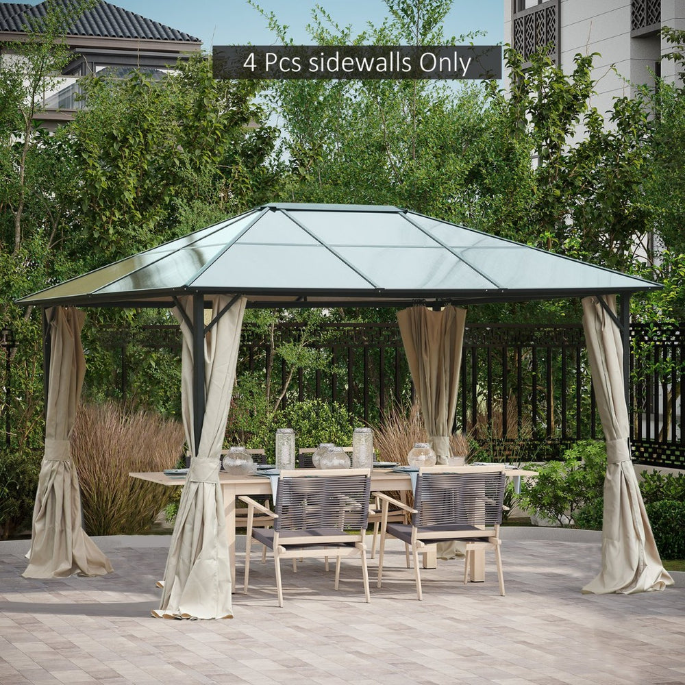 English Elm Outsunny 10' X 12' Gazebo Sidewall Set – Beige Panels With Hooks For Privacy, Sun & Insect Protection W2225P174281-GIGA