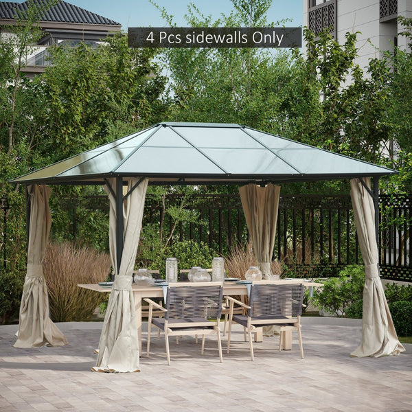 English Elm Outsunny 10' X 12' Gazebo Sidewall Set – Beige Panels With Hooks For Privacy, Sun & Insect Protection W2225P174281-GIGA