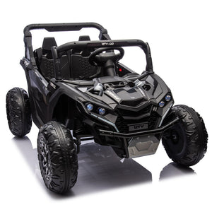 English Elm 24v Two Seat Kids Electric Utv with Parental Remote Suspension Off Road Ride On Black W1578P184797