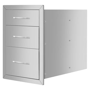 English Elm 14"x20"x23" Stainless Steel Outdoor Kitchen Three Drawer Cabinet for Courtyard Cooking Spaces W3167P303254
