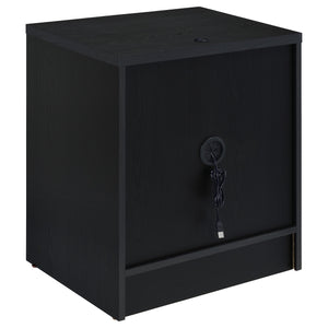 English Elm Geary Black 2-Drawer Nightstand with LED Light, Dual Outlet USB-A & USB-C Charging, Compact Wood- Grain B062P375557