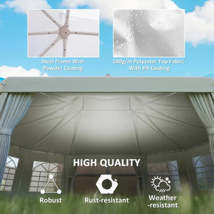 English Elm Extra Large Octagonal Wedding Event Tent Steel Frame Pa Polyester Cathedral Windows T3971S00172