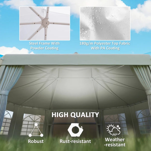 English Elm Extra Large Octagonal Wedding Event Tent Steel Frame Pa Polyester Cathedral Windows T3971S00172