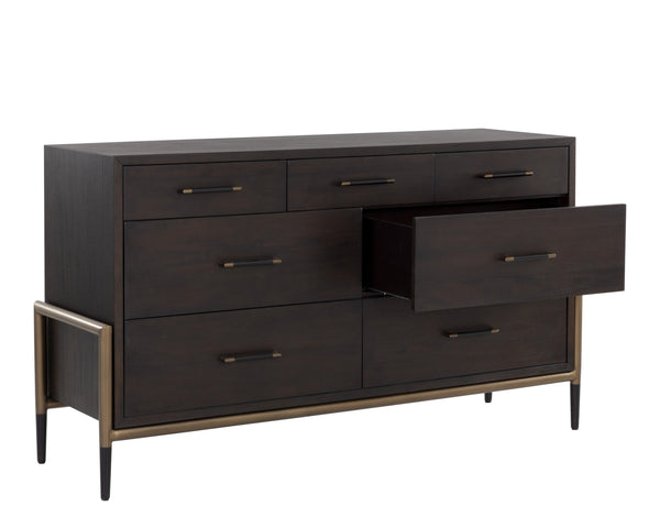 Sunpan Weldrick Dresser - Stylish Mid-Century Design with Soft Closing Drawers and Elegant Iron Handles Espresso