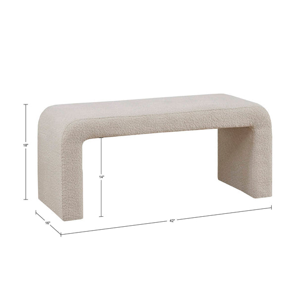 JLA Home INK+IVY - Boucle Modern Waterfall Bench with Rounded Corners, Cushioned Bouclé Upholstery, Fully Assembled II105-0562