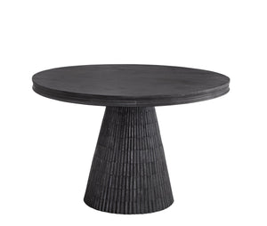 Basset Mirror Gaines Rustic Modern 48" Round Dining Table - Solid Mango, Charcoal Finish, Comfortably Seats Four Black Solid Mango 8125-700b-t