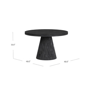 Basset Mirror Gaines Rustic Modern 48" Round Dining Table - Solid Mango, Charcoal Finish, Comfortably Seats Four Black Solid Mango 8125-700b-t