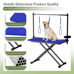 English Elm 47'' Foldable Dog Grooming Table X-lift Adjustable Height Station with Arm Noose Organizer W3587P358751