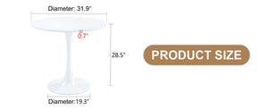 English Elm 31.9"hourglass-shaped Round Table White Mdf Top Nordic Style for Dining or Office W1151P256807