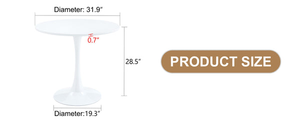 English Elm 31.9"hourglass-shaped Round Table White Mdf Top Nordic Style for Dining or Office W1151P256807