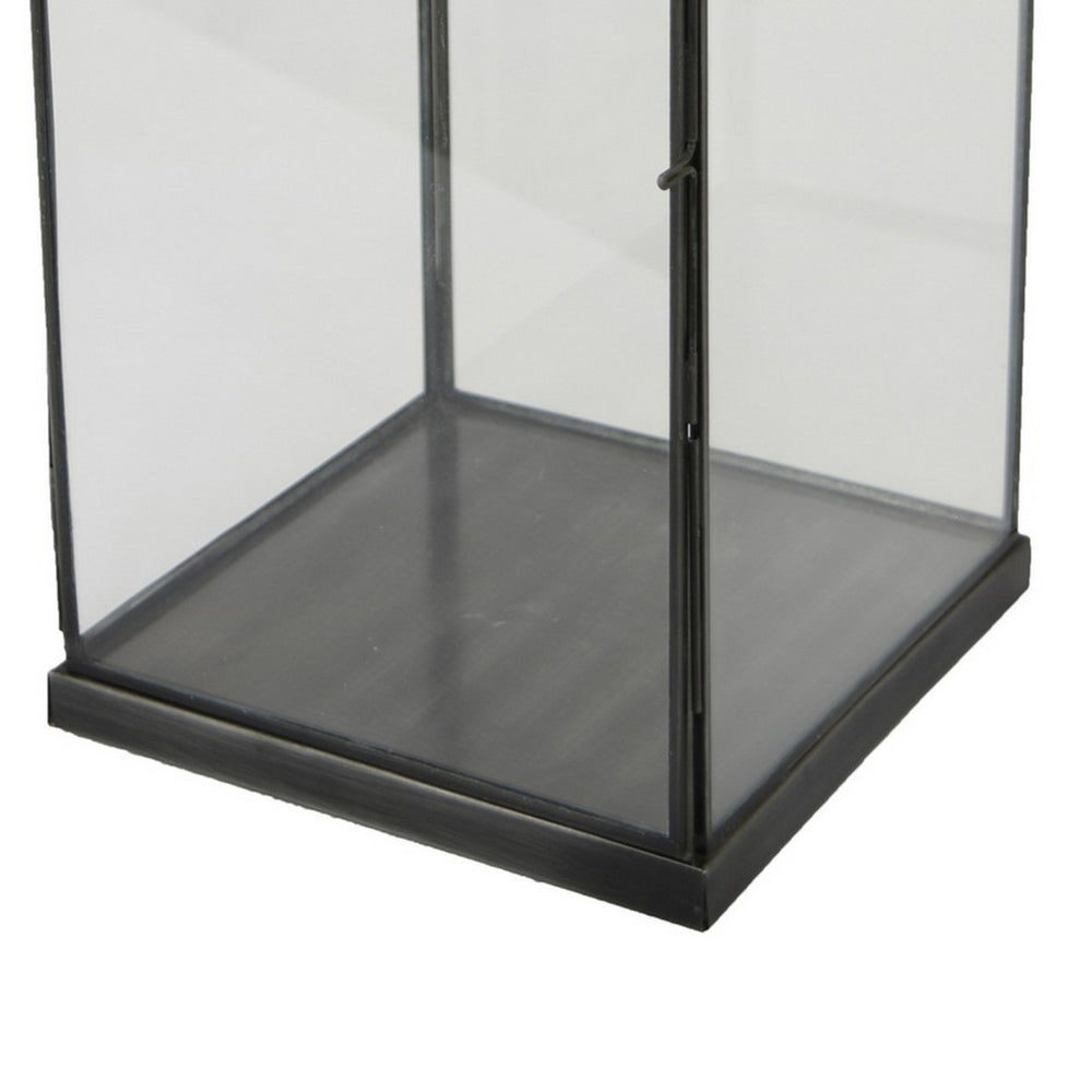 English Elm Laila Black Metal Candle Lantern with Clear Glass Panels for Porch or Mantel B056P416922