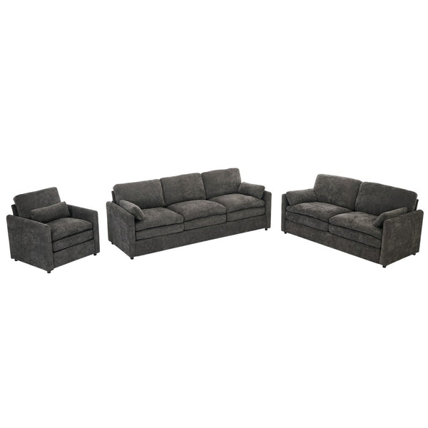 English Elm 101.2" Modular Chenille Sectional Sofa with Tufted Cushions and Deep Seating for Living Room Grey N719S001923E