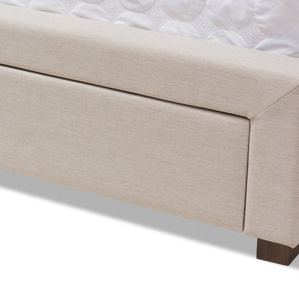 Baxton Studio Baxton Studio Aurelie Modern Storage Bed with Button-Tufted Upholstery and Under-Bed Drawers Beige King CF8622-D-Light Beige-King
