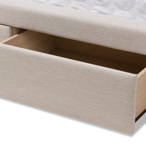 Baxton Studio Baxton Studio Aurelie Modern Storage Bed with Button-Tufted Upholstery and Under-Bed Drawers Beige King CF8622-D-Light Beige-King
