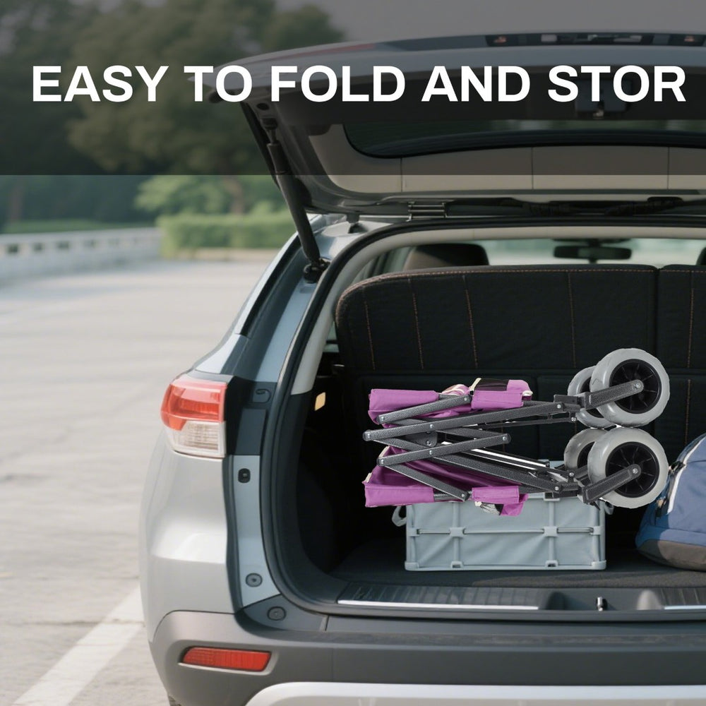 English Elm 3-in-1 Convertible Folding Utility Wagon with Bench Seat All Terrain Heavy Duty Purple W2932P354221