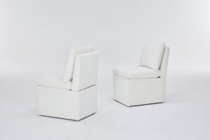 English Elm Linen Armless Dining Chair with Casters and Hidden Seat Storage, Smooth Mobility & Versatile Use Ivory W2069P288875