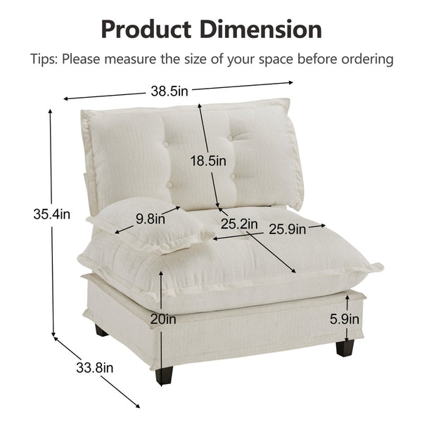 English Elm 73 Modular Chenille Sectional Sofa Deep Seat Living Room Flexible Layout Beige W714P448279