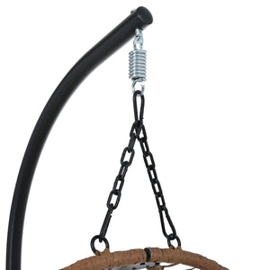 English Elm U_style Wicker Hanging Egg Chair with Stand Foldable Indoor Outdoor Swing Seat Brown+Gray N711P389503G