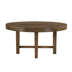 English Elm Transitional French Oak Veneer Round Dining Table Seats 6 with Bold X-base Pedestal B011P467557