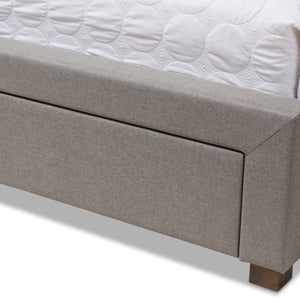 Baxton Studio Baxton Studio Aurelie Modern Storage Bed with Button-Tufted Upholstery and Under-Bed Drawers Grey Queen CF8622-D-Light Grey-Queen